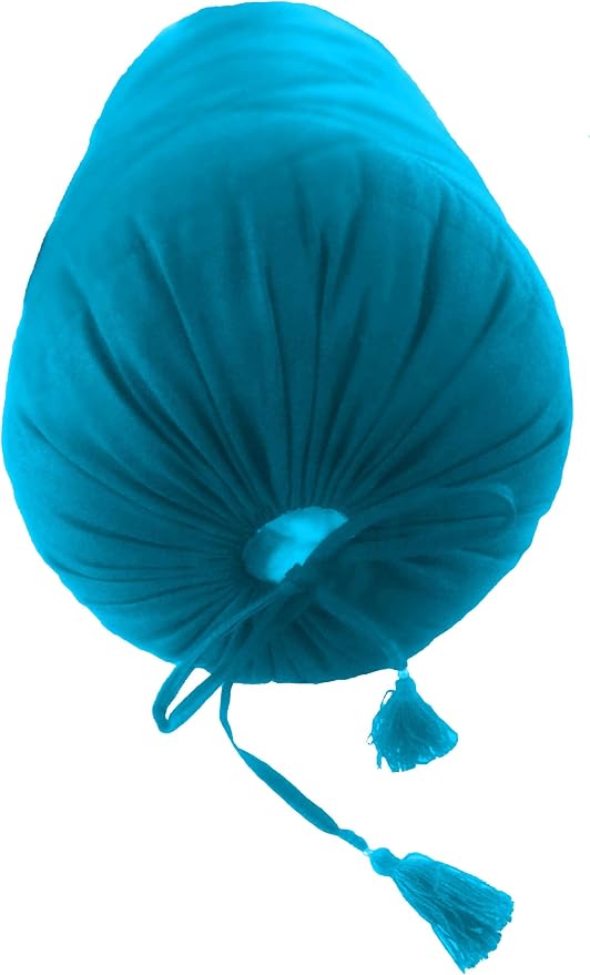 Saffron Quilted Bolster Pillow Cover Round (Turqouise Blue, 8" Diameter x 24" Long (20 cm x 60 cm))
