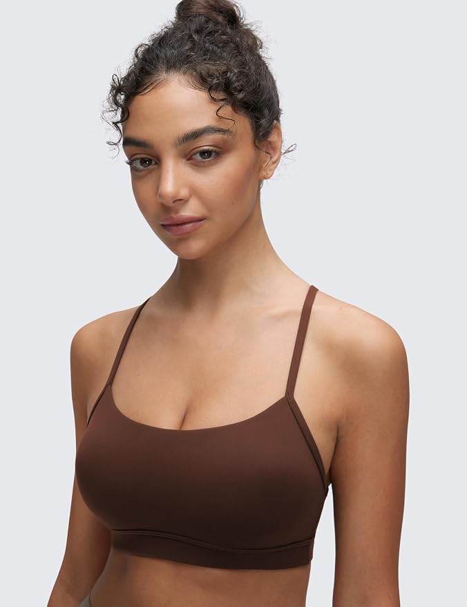 CRZ YOGA Butterluxe Y Back Sports Bras for Women - Padded Racerback Low Impact Spaghetti Thin Strap Workout Yoga Top
