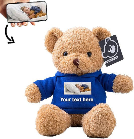 Personalized Teddy Bear with Text+Photo, Valentines Bear Stuffed Animal Plush Toys as Personalized Gifts for Women Men on Valentines' Day Birthday Anniversary Christmas Day（16 inch-Text+Photo