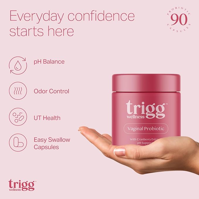 Trigg Vaginal Probiotics for Women- pH Balance, Digestion, UT- Female Health Supplement with Cranberry- Prebiotic Blend, Lactobacillus- Promote Healthy Vaginal Odor & Flora- Feminine Probiotic- 90 Ct