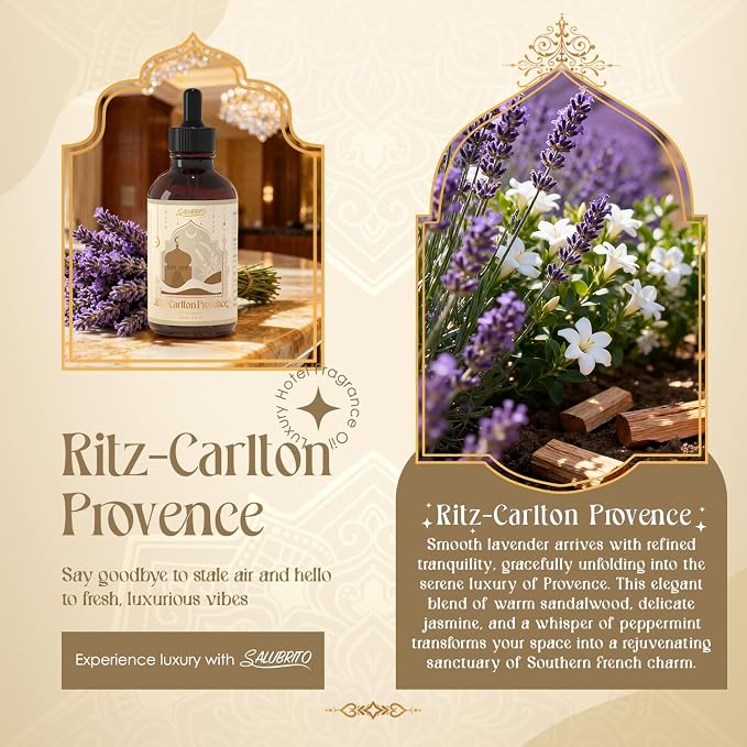 SALUBRITO Hotel Essential Oil, Ritz Carlton Provence Fragrance Oil - Inspired by 5 Star Hotel, 4 Fl.Oz (120ml), Luxury Gift for Women, Men, Strong Scented Oil for Diffuser, Candle & Soap Making