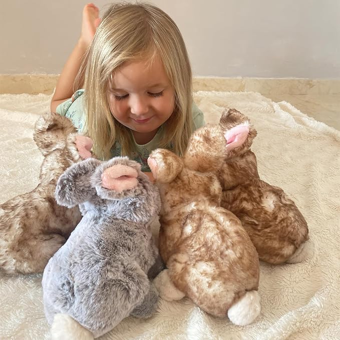 Tezituor 4 Pcs Realistic Rabbit Stuffed Animals Set, 9 Inch Big Stuffed Baby Bunny Plush Toy for Party Decoration, Cute Fluffy Plush Bunny Rabbit Bulk for Boys Girls