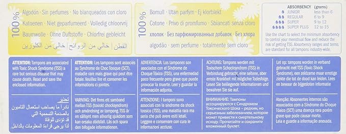 Natrcare Tampons Non-Applicator Regular 20 Ct, Set of 4