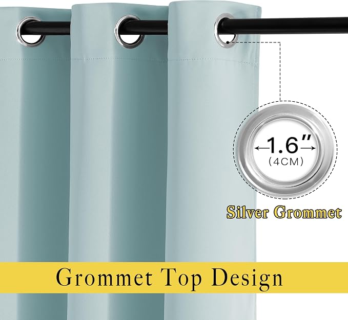 NICETOWN Room Darkening Curtains for Living Room 84 inches Long - Sky Blue Grommet Room Darkening Window Treatments Sound Reducing Drapes for Bedroom, 2 Panels, W52 x L84