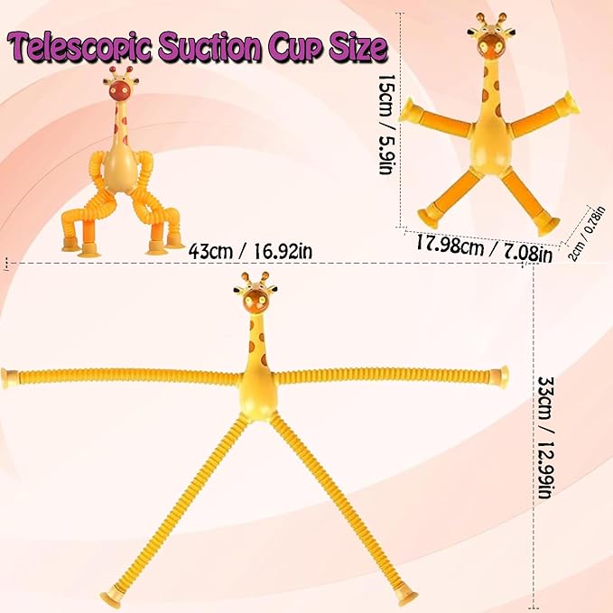 20 Pack Telescopic Suction Cup Giraffe Toy, Stretchy Giraffe SuctionAnimal Autism Sensory Toy for Toddlers, Travel Essential, Educational Classroom Treasure Box, Stretchy Giraffe Party Favors