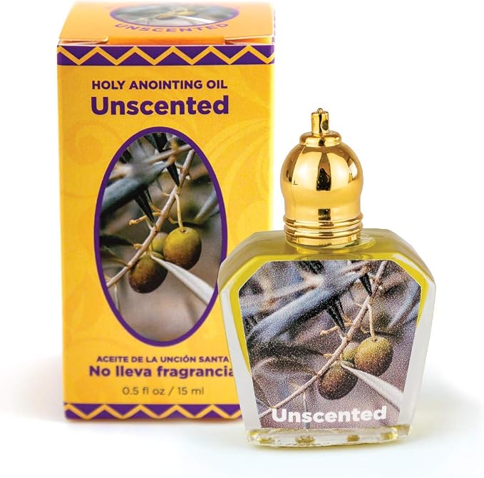 Unscented Holy Land Anointing Oil from Israel, 1/2 oz Roller Bottle from Jerusalem, Locally Sourced Virgin Olive Oil & Essences, Gift for Pastors, Priests, Rabbi, & Clergy, Aceite Ungido Sin Perfume