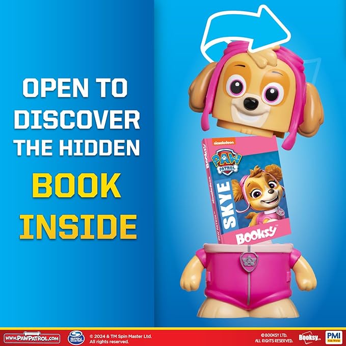 P.M.I. Booksy PAW Patrol Edition | 4-Pack Collectible Figures with Built-in Tiny Storybooks | Educational Toy Set for Kids | Officially Licensed by PAW Patrol (Assortment B)