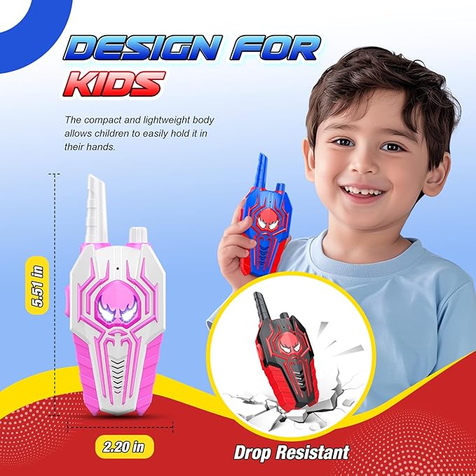 Cool Walkie Talkies for Kids Boys: 3 Pack Kids Walkie Talkies Toys Gifts for 3 4 5 6 7 8 Year Old Girls Boys Family Camping Outdoor Toys Two Way Radio Boy Girl Gift Age 3-8