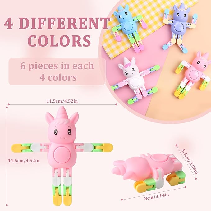 Robot Unicorn Fidget Spinners Toys Transformable Fingertip Gyro Chain Toy Deformable DIY Stress Relief Fidget Toy for Adults Kids Goodie Bag Birthday School Prizes Gift (Unicorn)