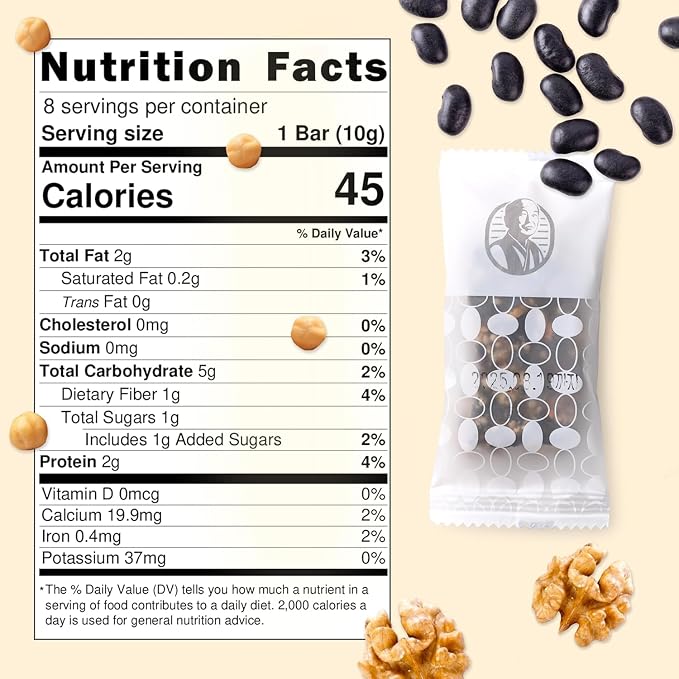 Korean Food Vegan Black Soybean Snack Bar, Grains & Nuts, 24Ct Pack Set | Roasted grains and nuts bound with bellflower, ginger, and rice syrup in convenient snack bars