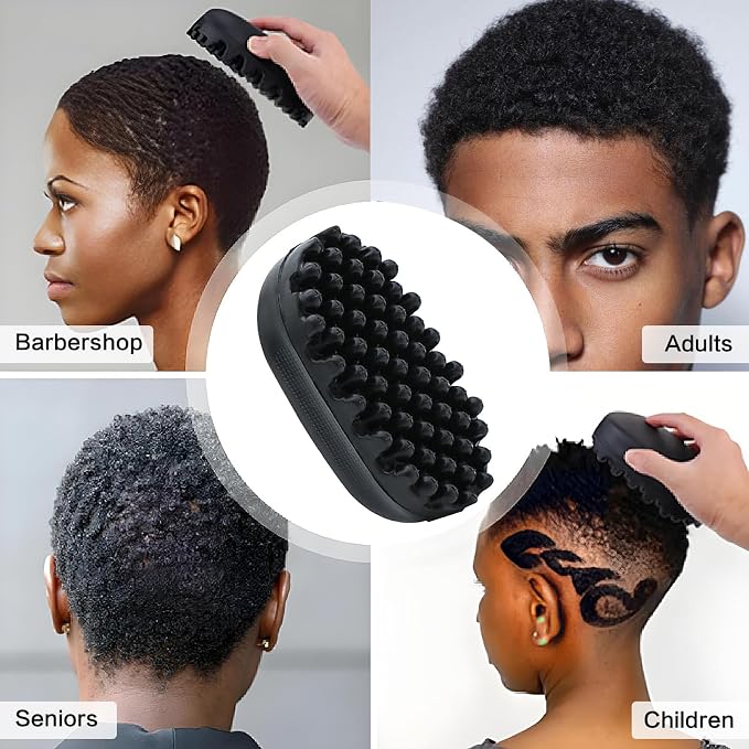 Rubber Curling Hair Brush，Premium Twist Tool for Afro Hair，Ideal for Curly, Coiled, 4C Hair，Quick & Easy Styling，Black