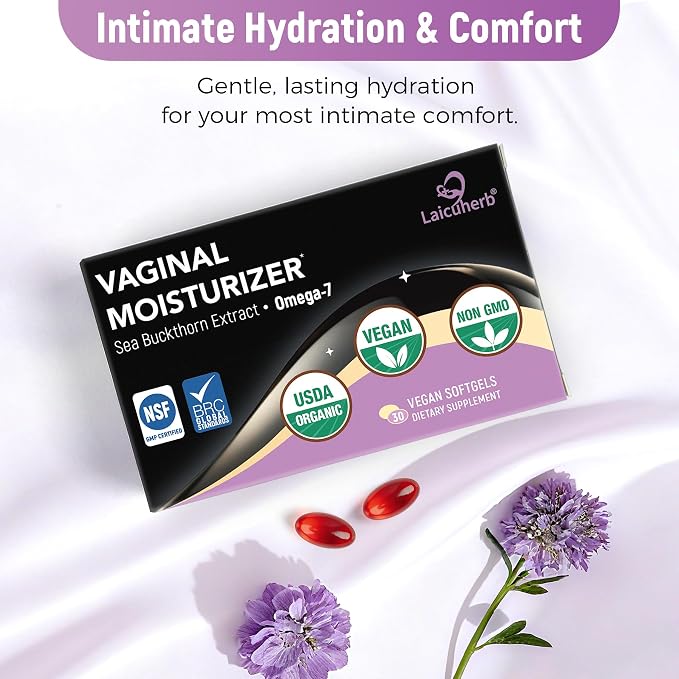 Vaginal Moisture Oral Soft Gel Capsules for Dryness & Moisture, Organic Sea Buckthorn Oil Capsules Nourishing Wetness & Hydration, USDA-Certified Women Sea Buckthorn Vaginal Moisturizer Omega 3-6-7-9