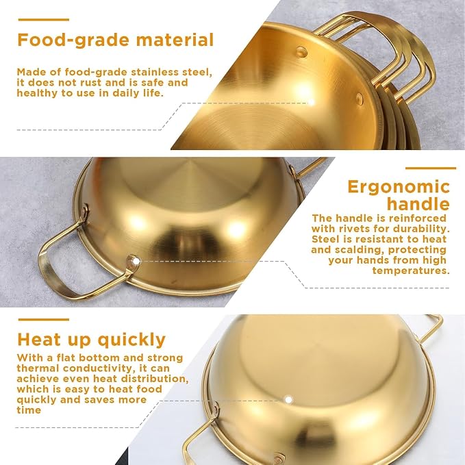 4-piece Korean Ramen Pot Set - Stainless Steel Noodle Cooking Pots With Handles For Home & Outdoor Use, Ideal For Soup, Stews & More (7.7-10 Diameter)