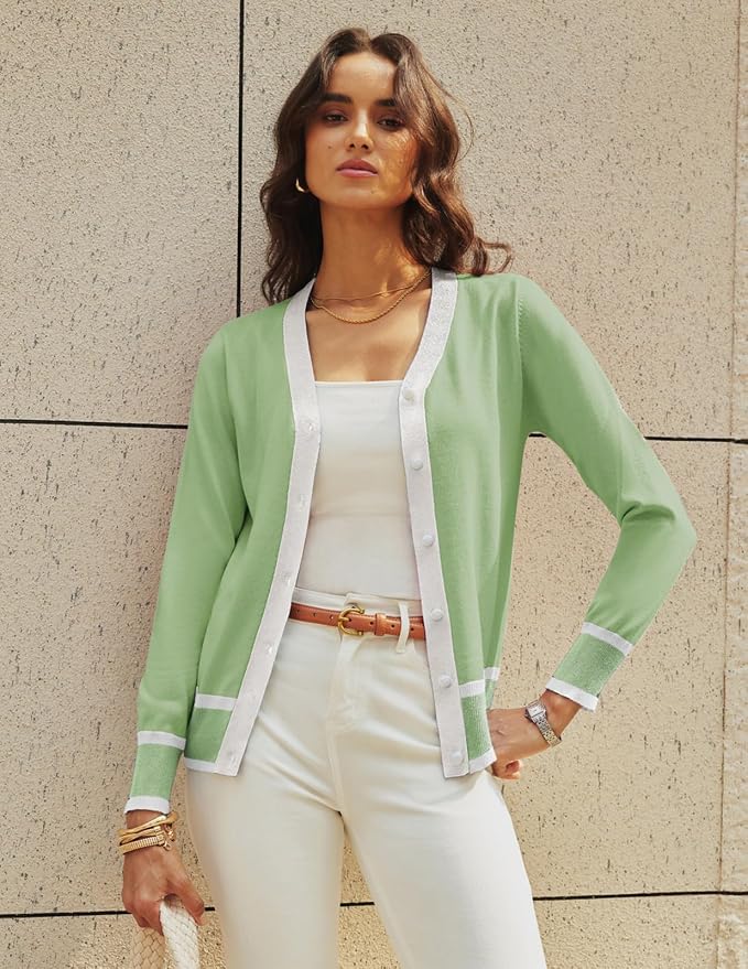 GRACE KARIN Cardigan Sweaters for Women Lightweight Long Sleeve Cropped Cardigan Summer Fall Fashion Clothing Outfits Shrug