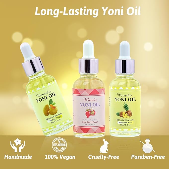 Wovarkie 3 Packs Yoni Oil for Women, 100% Natural Feminine Oil Intimate Deodorant for Women, Eliminates Odor and Ph Balanced, Feminine Serum Made with Pure Natural Essential Oils (1 fl oz/30 ml)