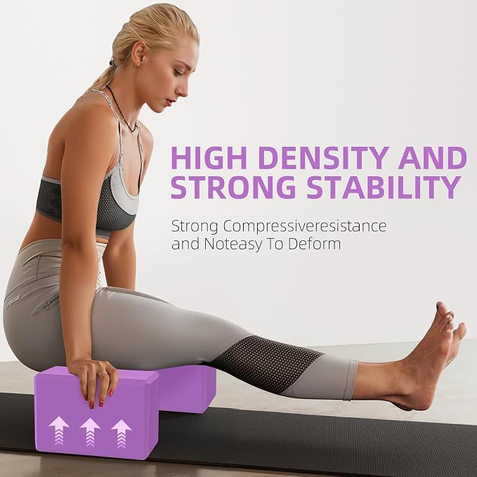 Large Foam Yoga Block 1 Pack, 9x6x4 Sturdy Pilates Block, Workout Block, Non Slip Surface Yoga Brick for Pilates Meditation, Stretching and Toning