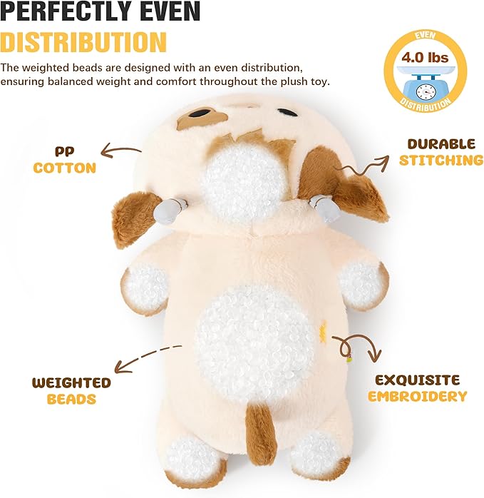 Onsoyours Original Weighted Stuffed Animals, 4.0 lbs Weighted Highland Cow Plush Toy, 20" Large Soft Weighted Scottish Cow Pillow Gifts for Kids & Adults
