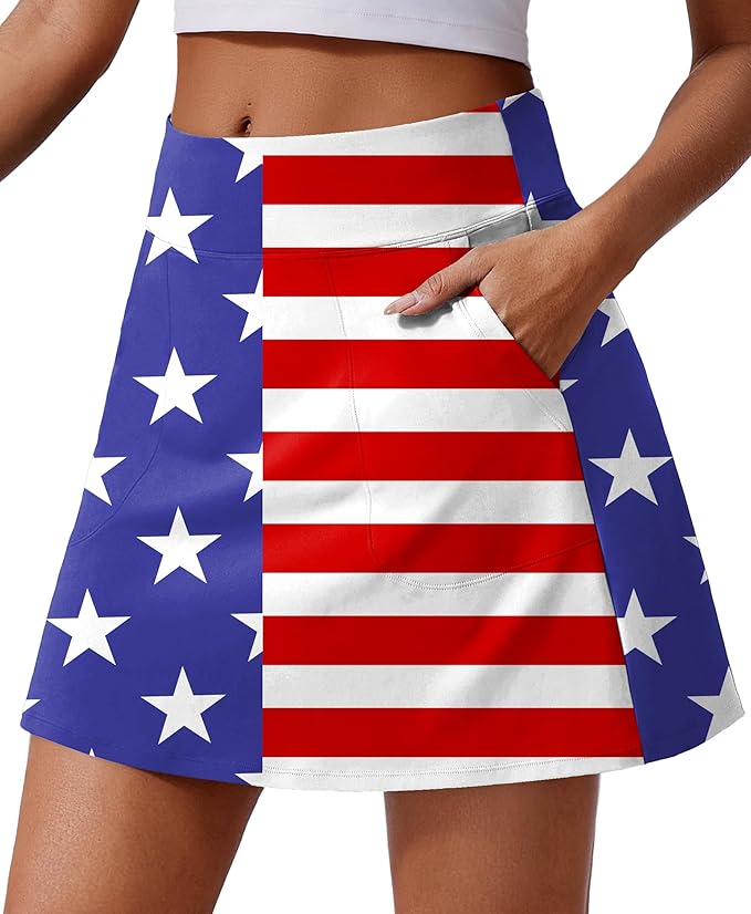 PINSPARK 17" Golf Skorts for Woman High Waisted Tennis Skirt with 4 Pockets | Lightweight, Quick Dry, 4-Way Strecth, Breathable, Tummy Control, UPF 50+ Athletic Skort for Workout, Pickleball, Gym, Casual