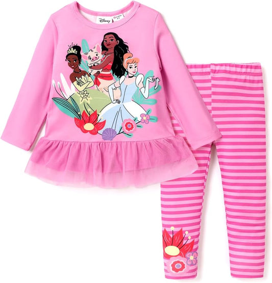 Disney Minnie Mouse Frozen Princess Marvel Toddler Girls Clothes Long Sleeve Sweatshirt + Leggings 2pcs Outfits Set 2-6Y
