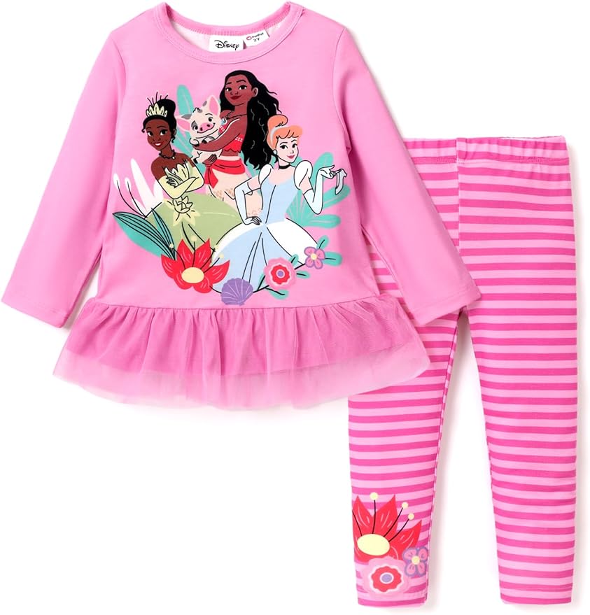 Disney Minnie Mouse Frozen Princess Marvel Toddler Girls Clothes Long Sleeve Sweatshirt + Leggings 2pcs Outfits Set 2-6Y