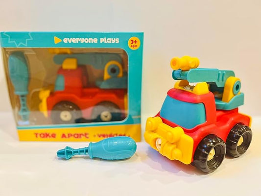 Classic Construction and Assemble Toy, Pretend Play, Toddler Firetruck Playset, Dexterity Building Toy, 3 Years +, Take-Apart Firetruck