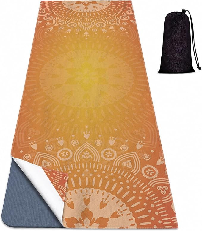 Yoga Mat Towel, Hot Yoga Non Slip with 4 Corner Pockets, 70 x 26 in | Soft Absorbent Microfiber With Four Corner Pockets, Fits Over Yoga Mats For Hot Yoga, Pilates, Gym, And Travel