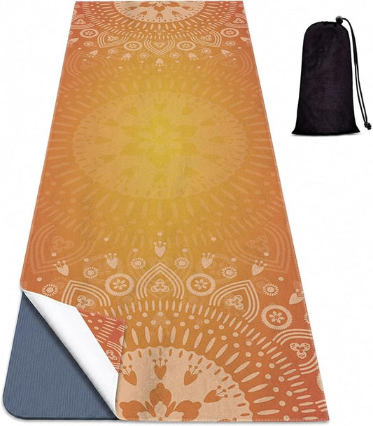 Yoga Mat Towel, Hot Yoga Non Slip with 4 Corner Pockets, 70 x 26 in | Soft Absorbent Microfiber With Four Corner Pockets, Fits Over Yoga Mats For Hot Yoga, Pilates, Gym, And Travel