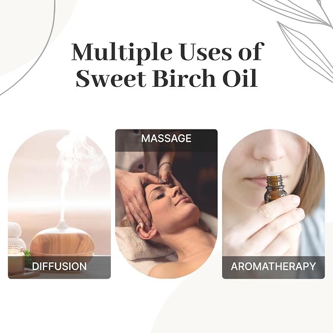 Sweet Birch Essential Oil • 100% Pure & Natural Organic Birch Oil for Muscle Relief, Skin Care & Aromatherapy – Premium Massage & Body Essential Oils – 10ML