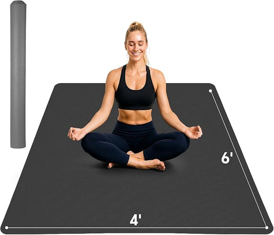 Stepwaver Extra Large Yoga Mat 6'x4'(1/3" & 1/4" Thick), Non-Slip, Ultra Durable, Wide Workout Mat, Wide Exercise Mats for Home Workouts, Yoga, Pilates, Stretching (Barefoot Exercise)