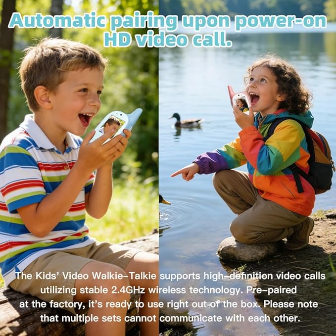 Video Walkie Talkies for Kids, 2 Pack 720P Video Walkie Talkies Rechargeable Video Intercom Toy with Camera & Voice Chat, Toys Gifts for Family, Camping, Hiking for Boys Girls Ages 3-12 (Blue-Blue)