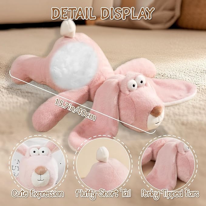 Pink Bunny Stuffed Animals, 17 inch Soft & Cute Rabbit Plush Toy with Lop Eared, Funny Bunny Plush, Ideal Easter Gift for Kids Girls Boys Friends Birthday Christmas