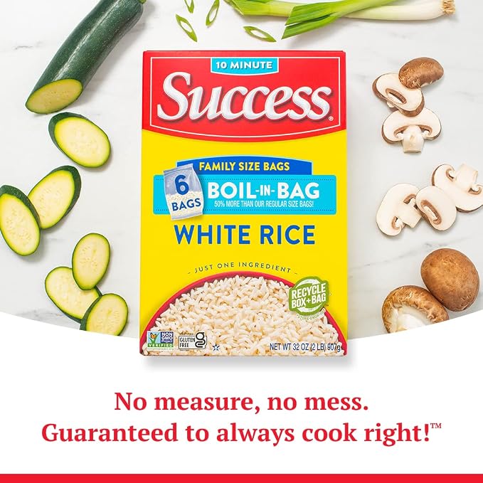 Success Boil-in-Bag Rice, WhiteRice, Quick and Easy Meals, 21-Ounce Box (Pack of 2)