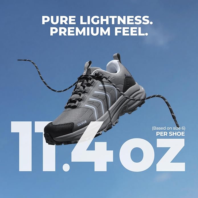NORTIV 8 Women's Waterproof Hiking Shoes Lightweight Travel for Walking All Day Comfort Non-Slip Outdoor Trekking Camping Climbing Fashion Sneakers Armadillo FieldLite