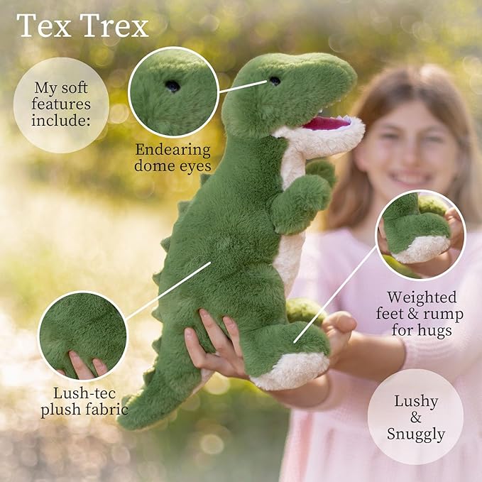 World's Softest Plush Tex Trex, Lushee, Large, 16" Stuffed Animal for Baby, Toddler, Kids, Adults - Trex Plush Toy-Adorable Toy Made from Kid-Friendly, Quality Materials