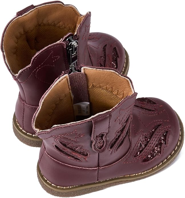 Newsonet Baby Cowboy Cowgirl Boots Infant Western Boots Toddler Boys Girls Round Toe Riding Mid Calf Boots All Seasons for 6 9 12 18 24 Months