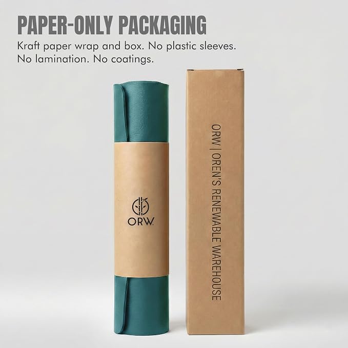 ORW Non Slip Hot Yoga Mat with Carrying Strap - Grip Surface & Natural Rubber Base, REACH Tested, Home & Studio Practice