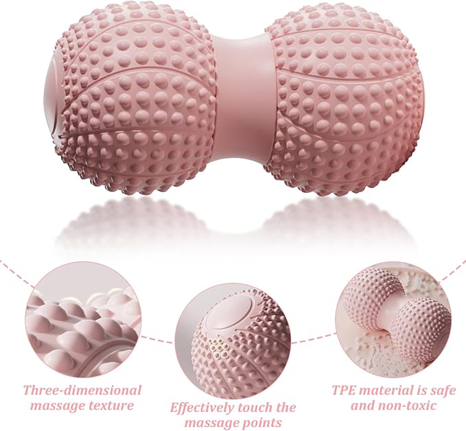 Peanut Massage Ball for Deep Tissue, Trigger Point Therapy, Myofascial Release – Double Lacrosse Foam Roller for Back, Neck, Foot, Muscle Relief, Yoga & Physical Recovery (Grey)