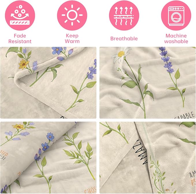 COMFAR Christian Gifts for Women Faith, Inspirational/Religious/Spiritual Gifts for Adults, Soft Throw Blankets for Women/Men, Personalized Blankets for Adults 50"x 60"