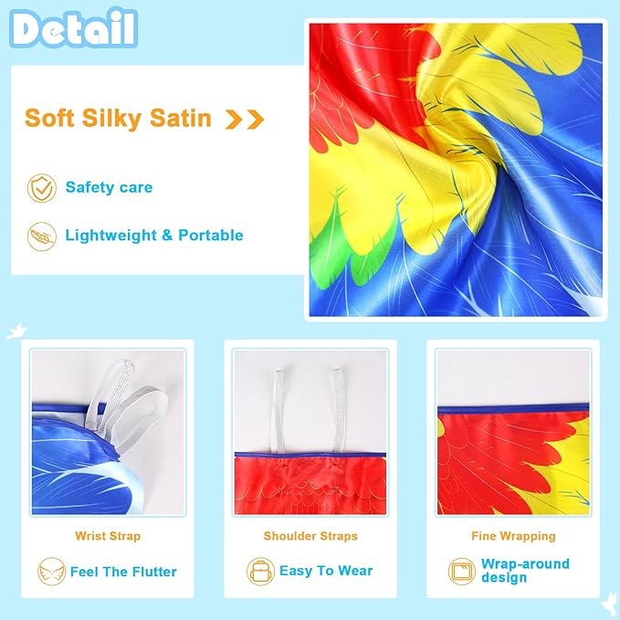 Bird-Costume-Parrot-Wings for Kids with Bird Headbands, Boys Girls Eagle Dress-up Cape Halloween Party Favors Gifts