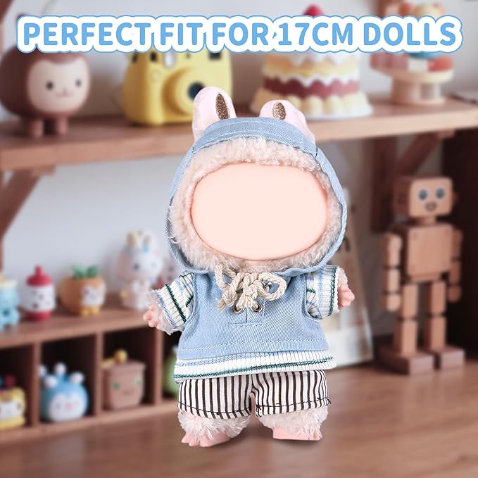 Coolcandy 17cm Doll Clothes, Fashionable Dolls Outfit with Accessories Suit, Stylish Adorable Dolls Clothes Set, Soft Fabric, Detailed Stitching(Doll Not Included)