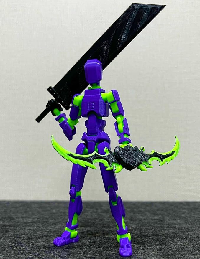 T13 Action Figure Titan 13 Robot Action Figure,3D Printed Dummy 13 Set, Lucky 13 Set,Gift for Collectors Desktop Decorations, (Assembly Completed), Purple Green