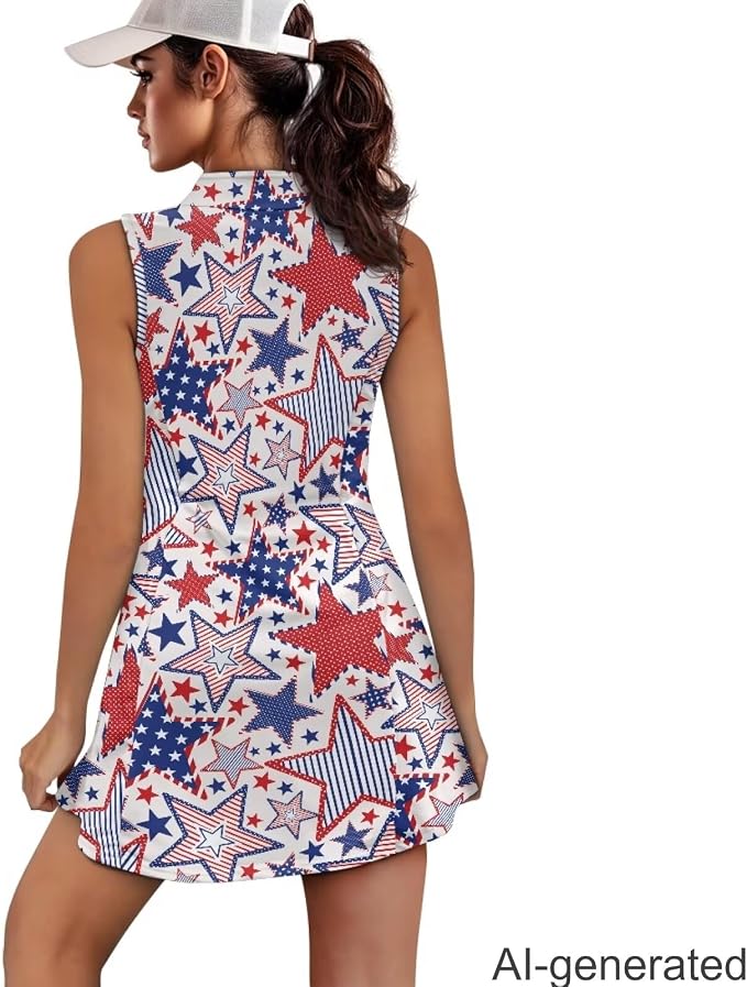 Golf Dress Tennis Dresses for Women with Built in Shorts and Pockets Sleeveless Athletic Dress Workout Dress