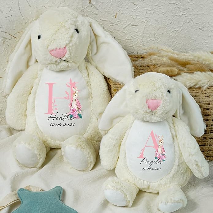 Custom Plush Bunny Keepsake Toy Hold Me Close Worry Hug Rabbit Personalized Stuffed Animal Doll Baby Shower Birthday Gift