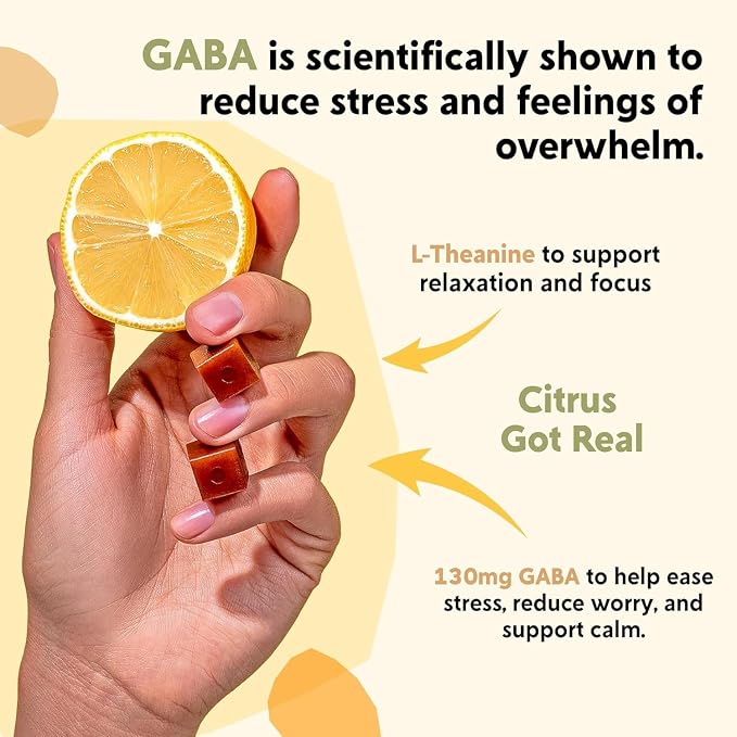 PYM Citrus Mood Chews Support for Stress, Worry & Overwhelm, 60 Count | 130mg GABA, 90mg L-Theanine | Vegan, Non-GMO, Gluten-Free, No Added Sugar | All-Natural Mood Support Supplement Made in USA