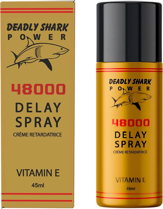Deadly Shark 48000 Delay Spray for Men with Vitamin E, Male Performance Support Spray for Temporary Sensitivity Reduction, Long Lasting Comfort Formula, 1.52 fl oz (45 ml)