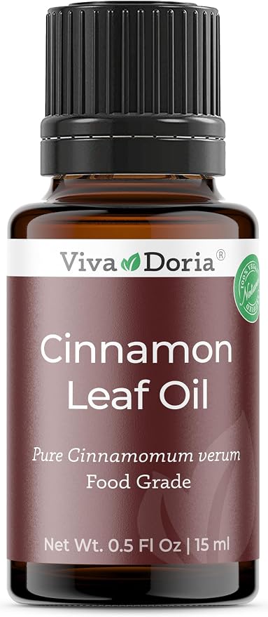Viva Doria Cinnamon Leaf Essential Oil, 100% Pure, Natural Cinnamon Essential Oil, Undiluted, for Aromatherapy | Food Grade, 15 mL (0.5 Fluid Ounce)