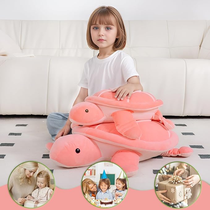 Dalmao 20 Inch Pink Sea Turtle Stuffed Animals Soft Plush Toys Body Pillows Ocean Turtle Plushies, Gifts for Kids Boys, Girls, Girlfriend, Birthday