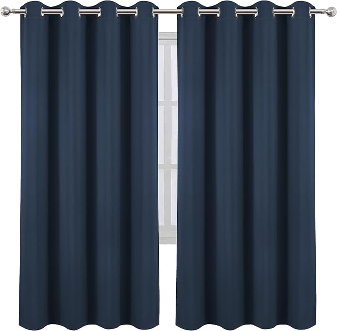 LEMOMO Navy Blue Blackout Curtains/52 x 72 Inch/Set of 2 Panels Room Darkening Curtains for Bedroom