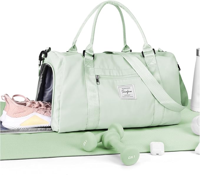 Gym Bag Womens Mens with Shoes Compartment and Wet Pocket Travel Duffel Bag for Women for Plane Sport Gym Tote Bags Swimming Yoga Small Waterproof Weekend Overnight Carry on Bag Hospital Holdalls