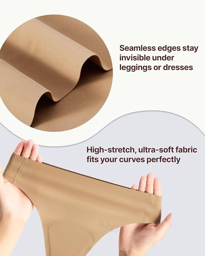 Seamless Thongs for Women No Show Thong Panty Liners Workout T-back Panties for Women Invisible Underwear 2 Pack